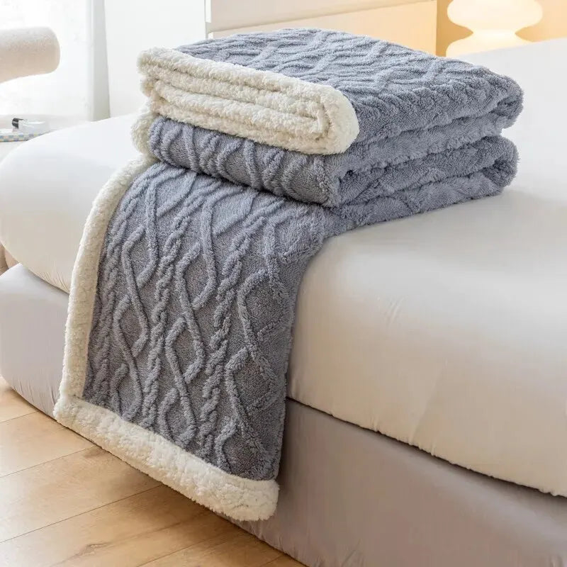 Una coperta arazzo Coperta Tafurong Coperta in lana d'agnello Coperta calda per il tempo libero Coperta per pisolino da ufficio