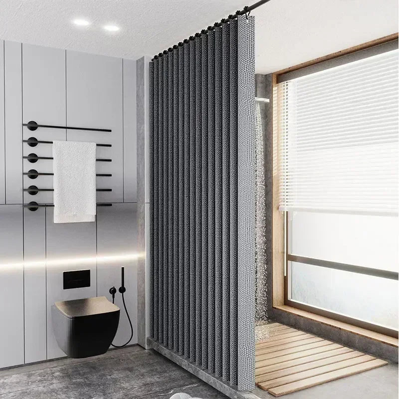 Thick Imitation Linen Shower Curtain Polyester Waterproof Shower Curtain Bath Curtains For Bathroom Bathtub Large Bathing Cover