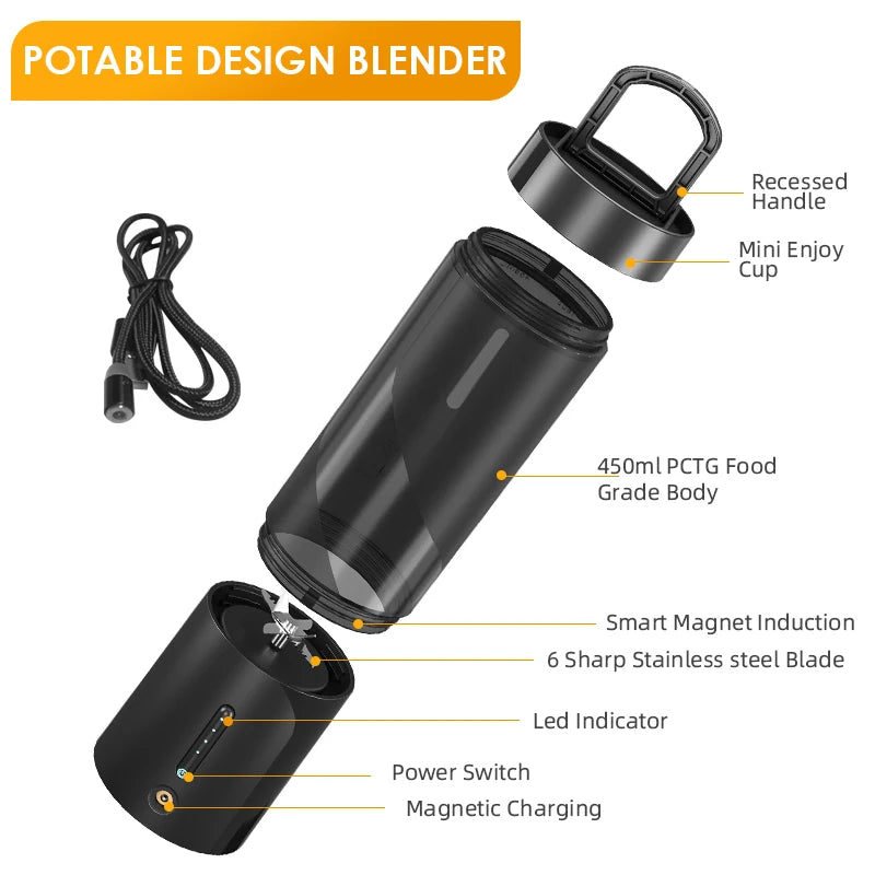 Mixer portatile Spremiagrumi elettrico Mini frullatore portatile per frullati e frullati Macchina per succhi multifunzione per cucina