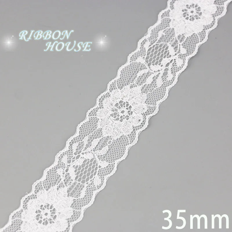(5 yards/roll) white Lace ribbon fabric Webbing Decoration Lovely gift packing polyester Material