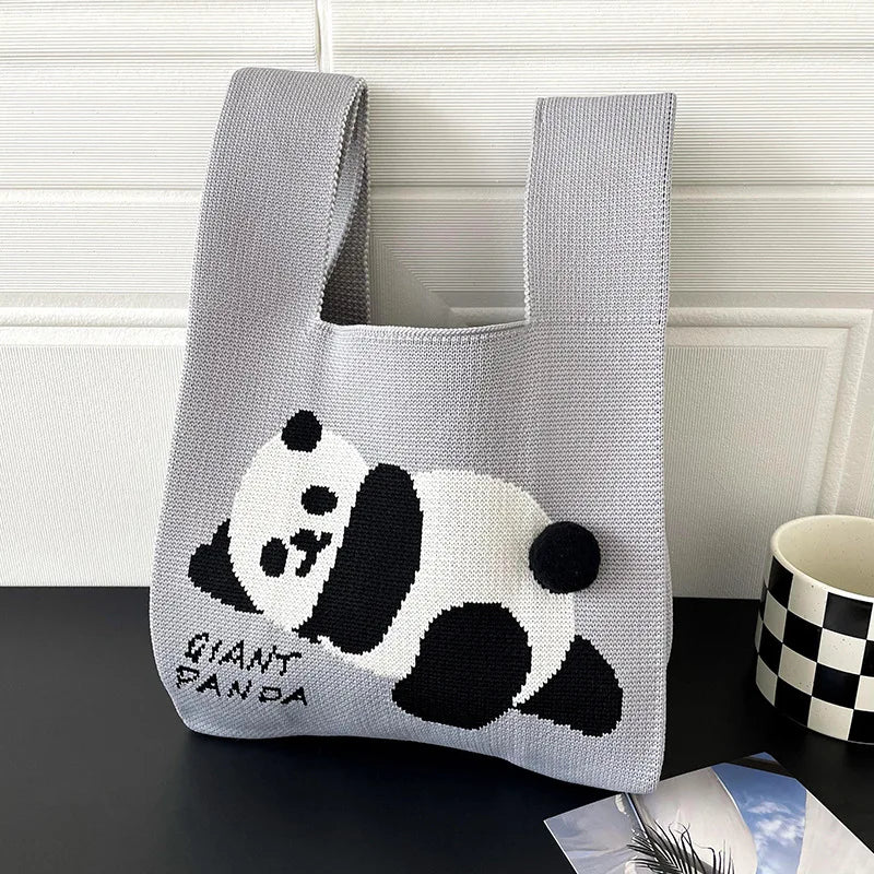 Women Handmade Knitted Small Handbag Casual Wrist Bag Versatile Shopper Mini Tote Bag Student Reusable Shoulder Bag Daily Use