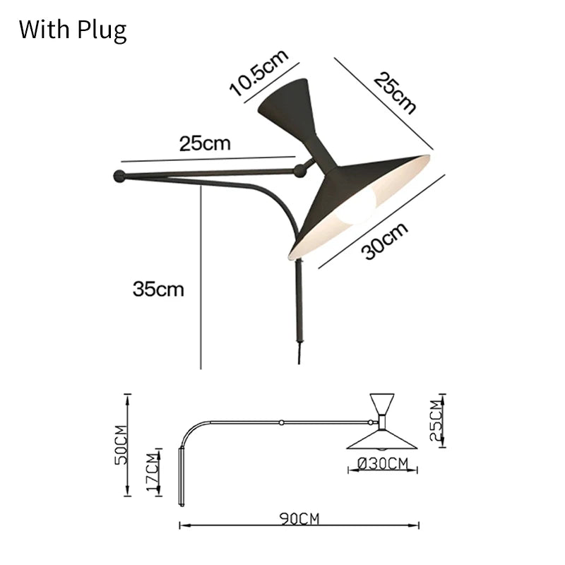 Nordic Minimalist Italian Wall Lamp Rotatable Swing Arm Sconce for Living Room Bedroom Study Room Bedside Decor Lighting Fixture
