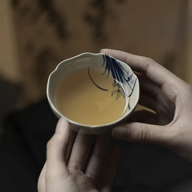 Antique Mud Master Cups Floral Teacups Household Small Tasting Cup Chinese Kung Fu Tea Set Pu Er Drinkware Teaware Tea Ceremony