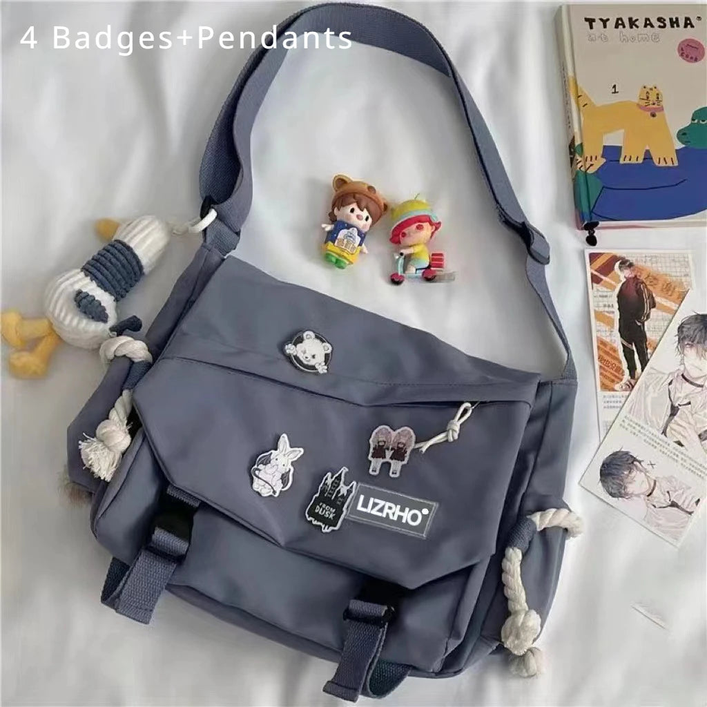 Women's Nylon Handheld One Shoulder Versatile Large Capacity Crossbody Bag Retro Work Travel Postman Bag