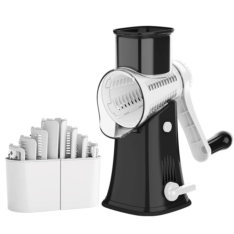 LMETJMA 5 in 1 Roterende Kaasrasp Shredder Keuken Mandoline Groente Julienne Snijmachine Wafelsnijder Moer Chopper JT247