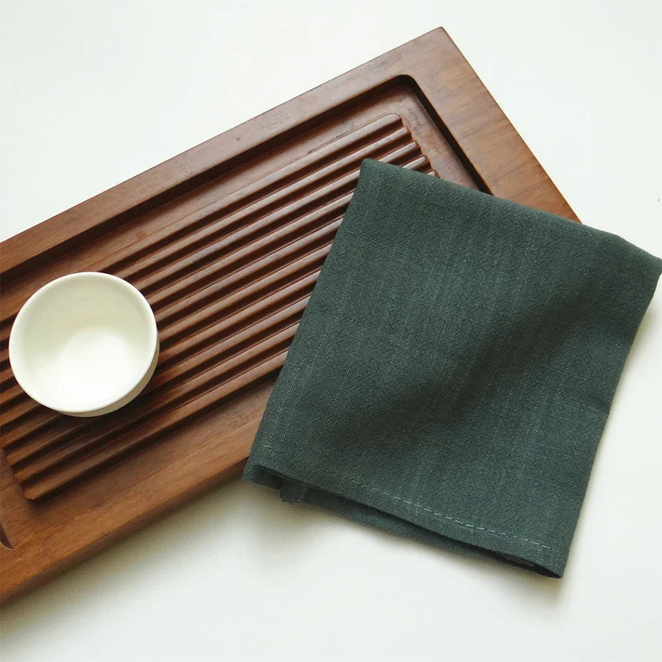 4PCS Cotton Linen Dinner Napkins,Classic Style Kitchen Soft Tea Towels,Dinning Room Washable Reusable Tableware Cloth Place mats