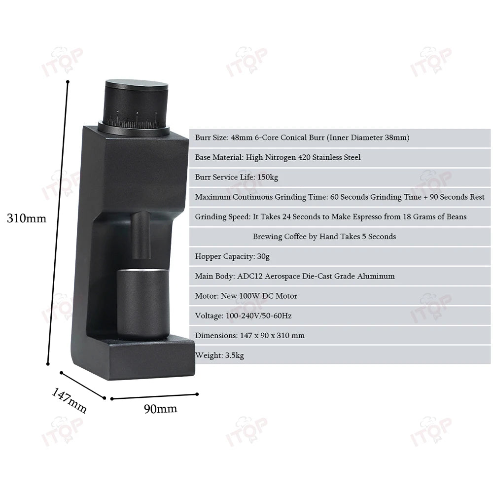 Itop 03 Električni kavni mlinček šest jedrnih 38 mm burr gospodinjski kavni brusilnik mlinček za mlinček za espresso filter VS3