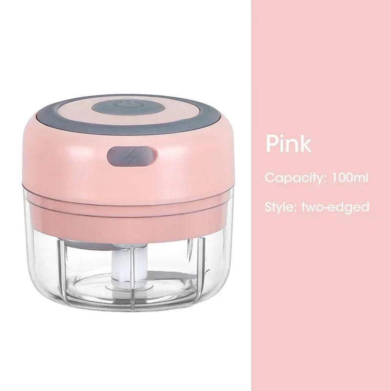 300ML Elektrische Knoflook Chopper USB Opladen Voedsel Groente Vlees Crusher Rvs Mini Chili Knoflookstamper Keuken Gadgets