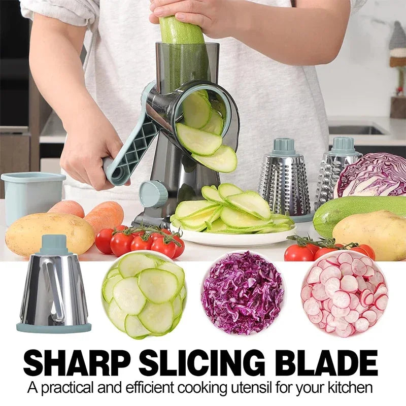 2025 3-in-1 Roterende Kaasrasp Multifunctionele Handleiding Veg Slicer Moer Grinder Keuken Essentiƫle Tool