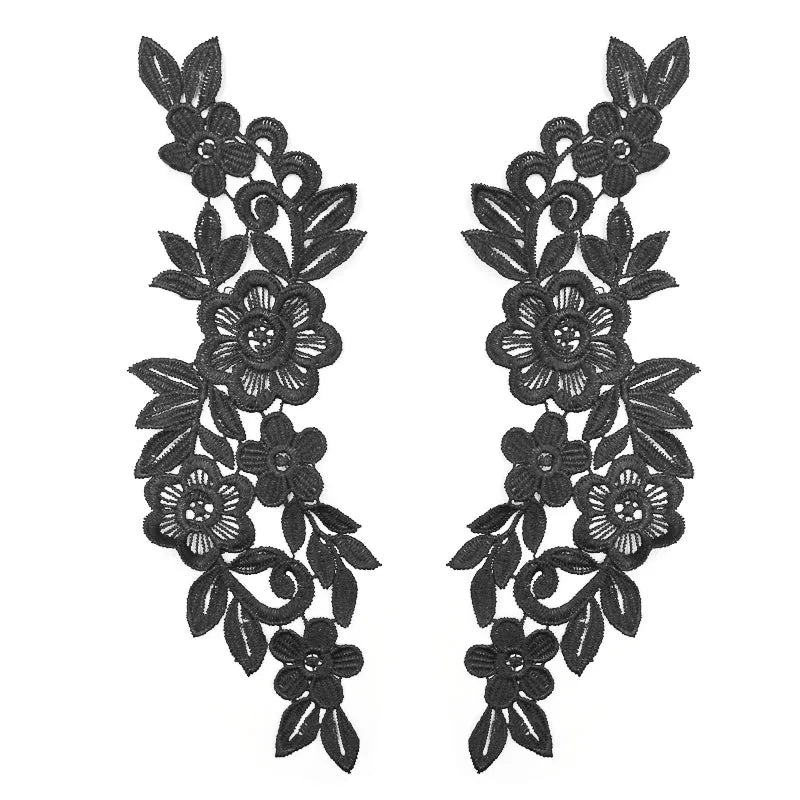 1 Pair Lace Fabric Applique Flower Wedding Fabric for Costume Dress Decor Patch Sewing Applique Crafts DIY Clothing Accessories