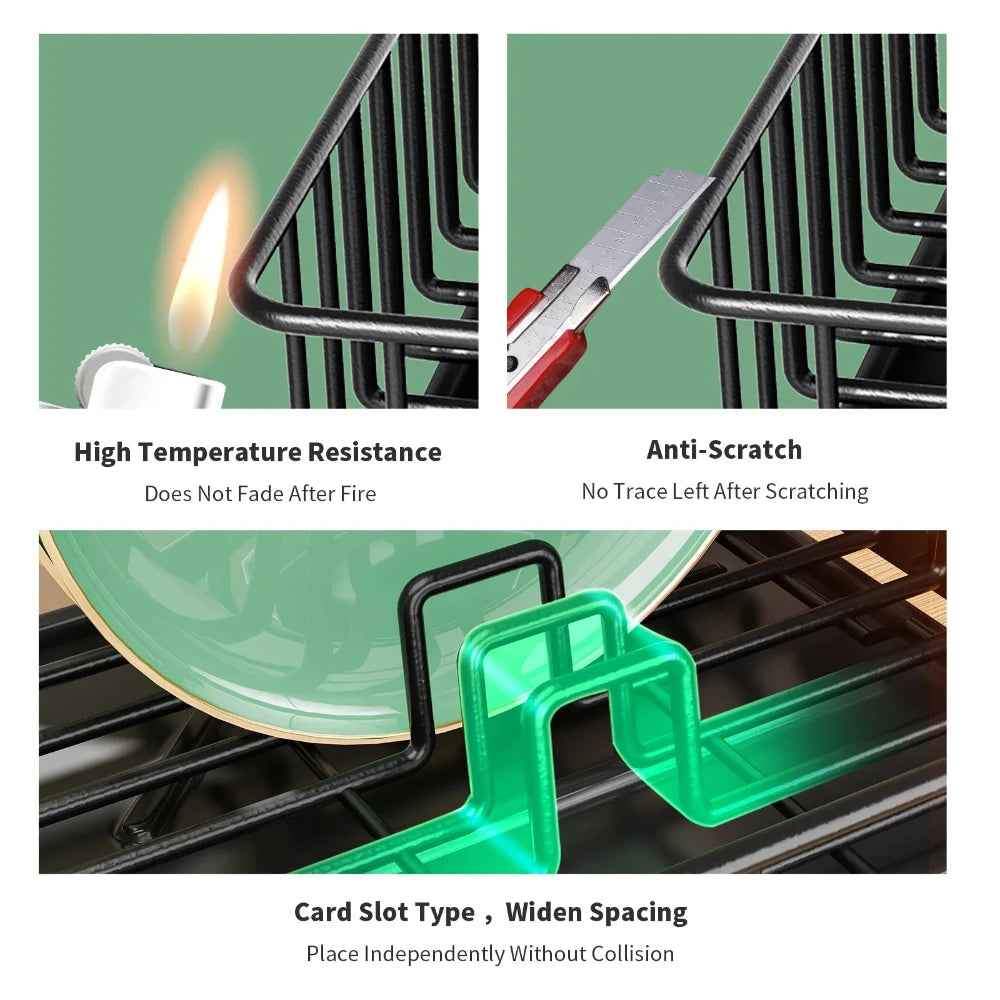 Hollow Dish Rack Kitchen Countertop Rack with Drainage Tray Multifunctional Tableware Rack Rust Resistant Durable