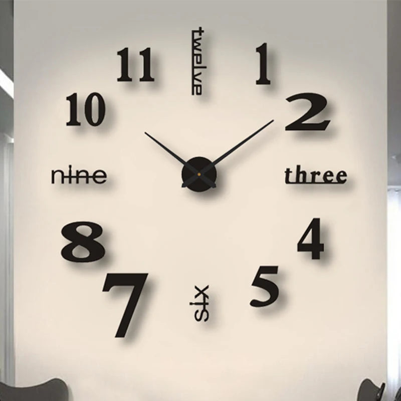 3D Wall Clocks DIY Number Acrylic Mirror Wall Stickers for Home Decor Living Room Digital Clock Art Decals Hanging Watch Sticker