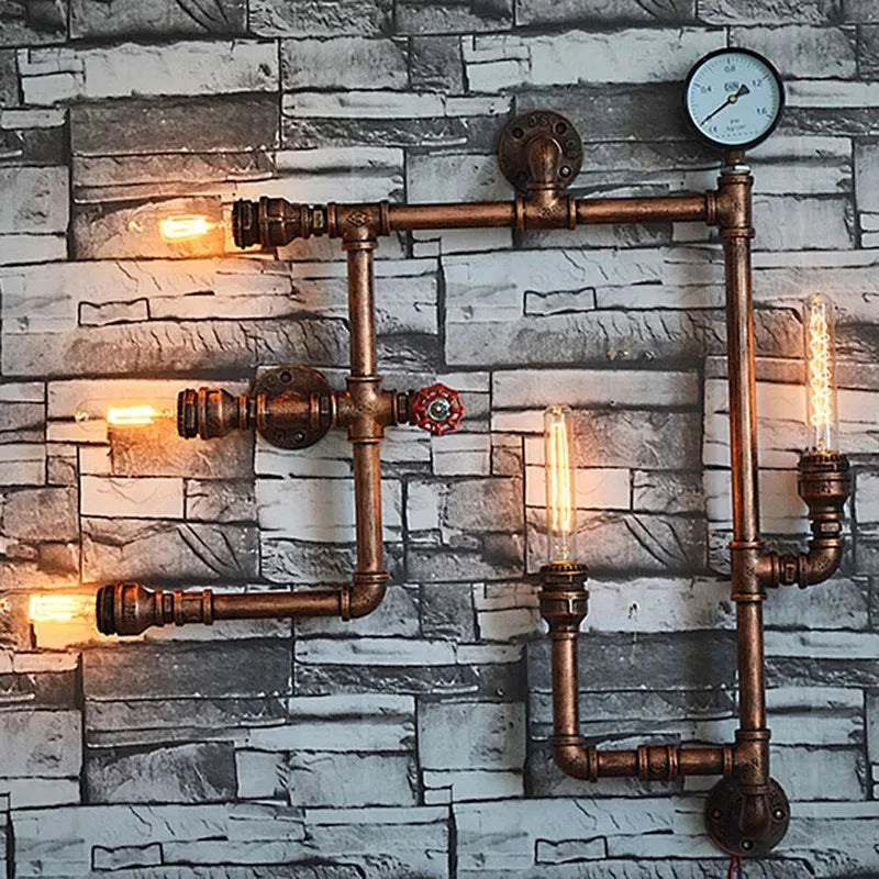 Lampada da parete vintage Steampunk Lampada da parete industriale per tubo dell'acqua per loft Ristorante Bar Negozio Arredamento Retro E27 Sconce Light Fixture