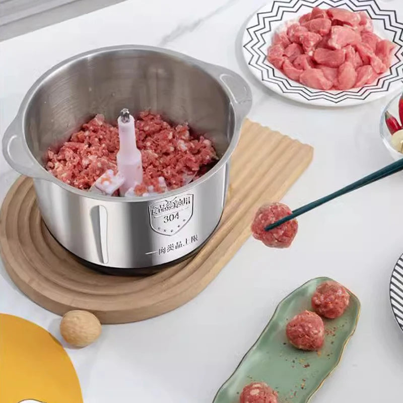 220V EU Meat grinder electric stainless steel automatic Large Capacity high-power cutting household Food Processor Chopper