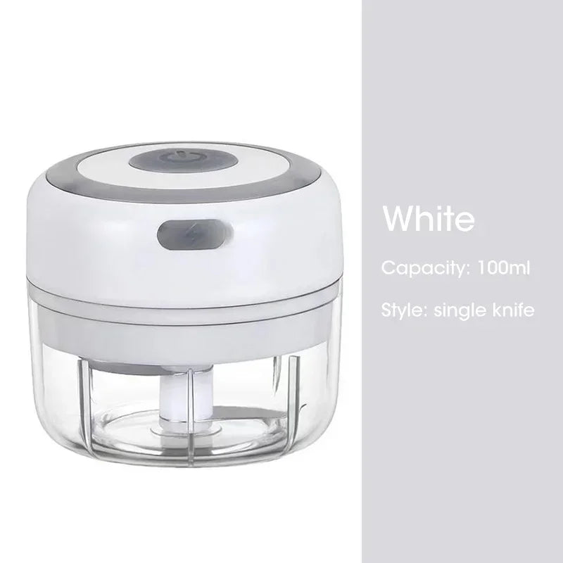 300ML Elektrische Knoflook Chopper USB Opladen Voedsel Groente Vlees Crusher Rvs Mini Chili Knoflookstamper Keuken Gadgets