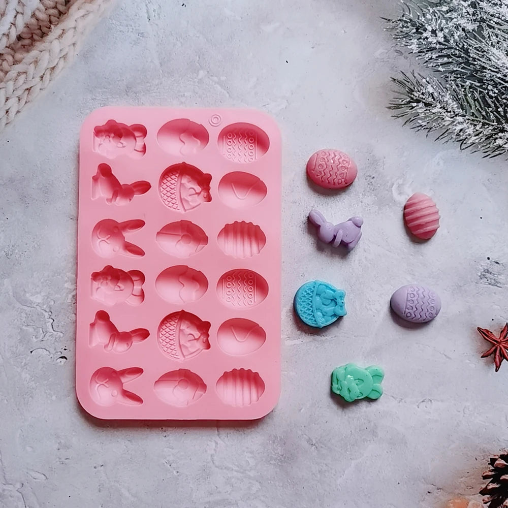 Easter Silicone Mold Cake Chocolate Cookie Baking Mould Rabbit Colored Holiday Decoration Kitchen Bakeware