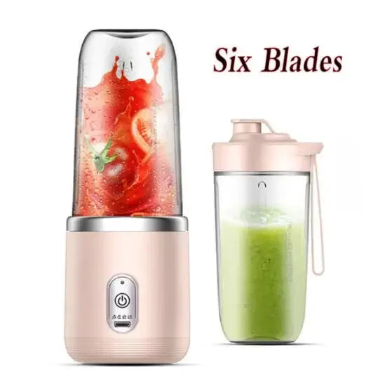 Mélangeur de jus de fruits Portable à 6 lames, Mini bouteille électrique personnelle d'été, presse-agrumes USB pour la maison, Machine à tasses pour la cuisine