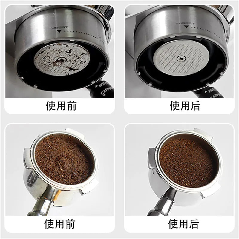 Espresso-Zubehör, Barista-Tuch-Kaffeefilter, wiederverwendbar, Edelstahlsieb, 0,2 mm, für 51/54/58 mm Halter, Siebträger-Set