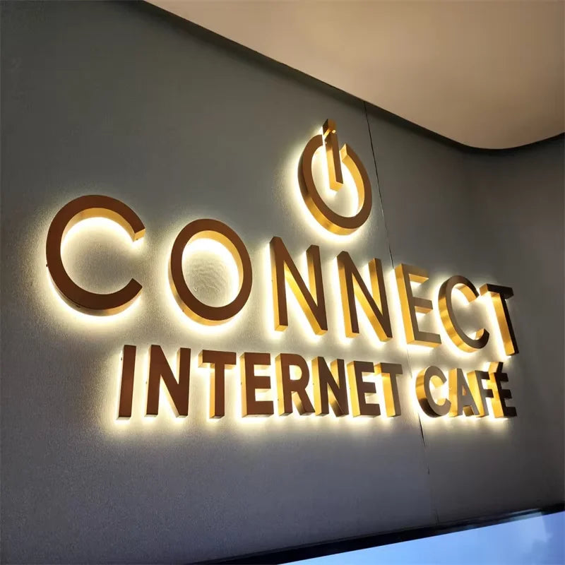 Custom Wall Logo Sign Business Metal Backlit Custom LED Channel Letter Light Sign of 3D Logo Led Illuminated Sign