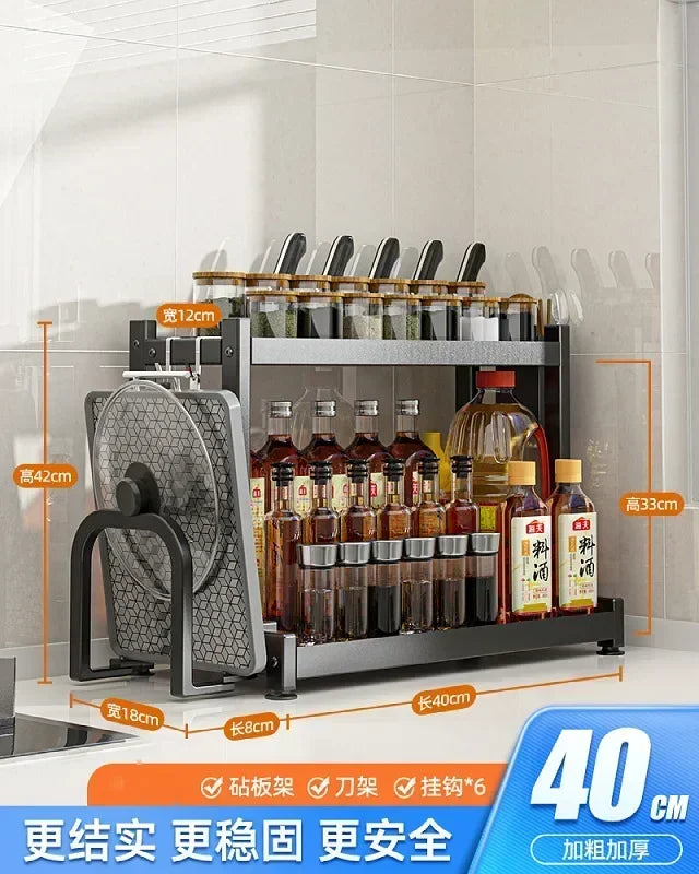 Knife Stand Door Organizer Spices Spice Racks Rack Jars Cutting Seasoning Drain Kitchen 2/3layers Condiments Storage Rack Board