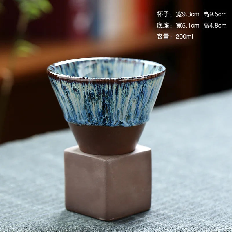Japanese-style Ceramic Kiln Cup Home Art Decorative Ceramic Cup Creative Retro Cone Ceramic Coffee Cup Latte Porcelain Cup 200ML