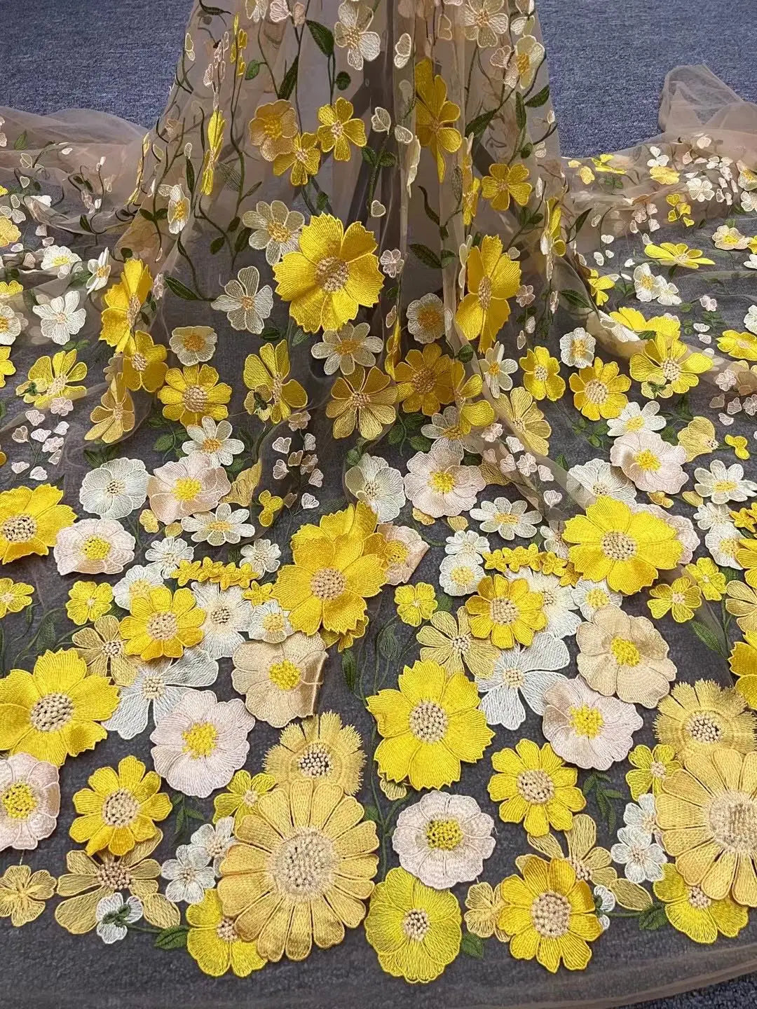 16 Colors multicolor handmade 3D flower lace fabric colorful evening dress lace fabric fashion dress lace 130cm width fabric
