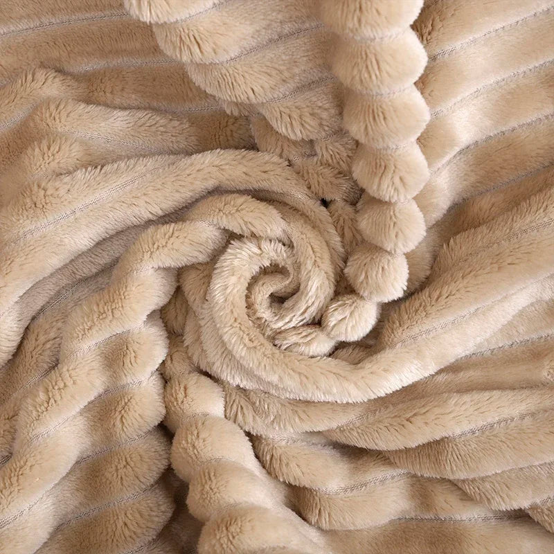 Gestreifte Flanelldecken für Betten, einfarbig, rosa, blau, weich, warm, Nerz-Überwurf, Sofabezug, Tagesdecke, Strand, Flugzeug, Reisedecken