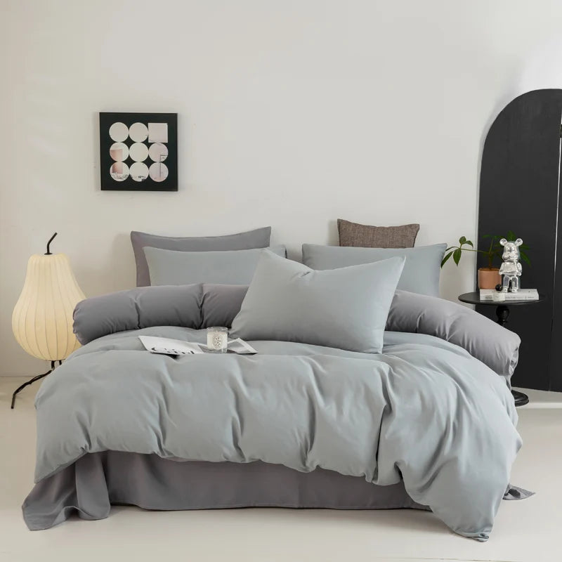 Solid Color Quilt Cover New Milled Washed Cotton Single Bed Duvet Europe US Popular Skin-friendly 220x240 Double Use Bedding