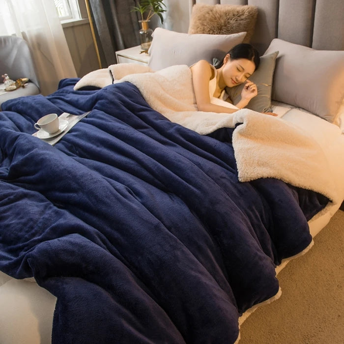 Coperta da tiro in lana Mantieni calde le coperte da letto invernali Copripiumino matrimoniale a doppia faccia Copriletto matrimoniale da campeggio Copriletto sul letto
