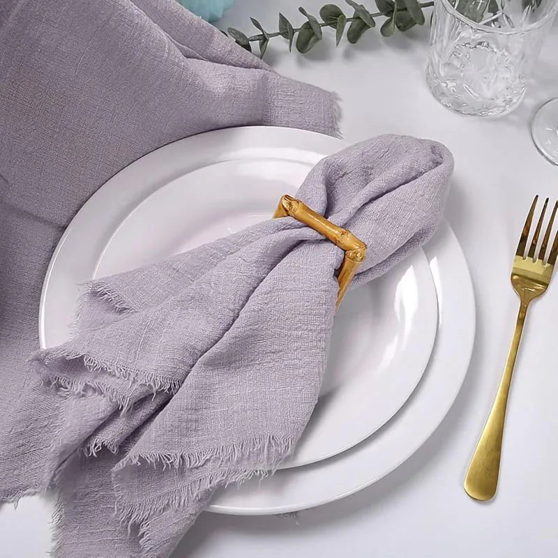 6PCS Napkins 32x32cm Cotton Cloth Gauze Retro Burr Rustic Kitchen Towel Dining Place Mat Wedding Party Linen Napkin Table Decor