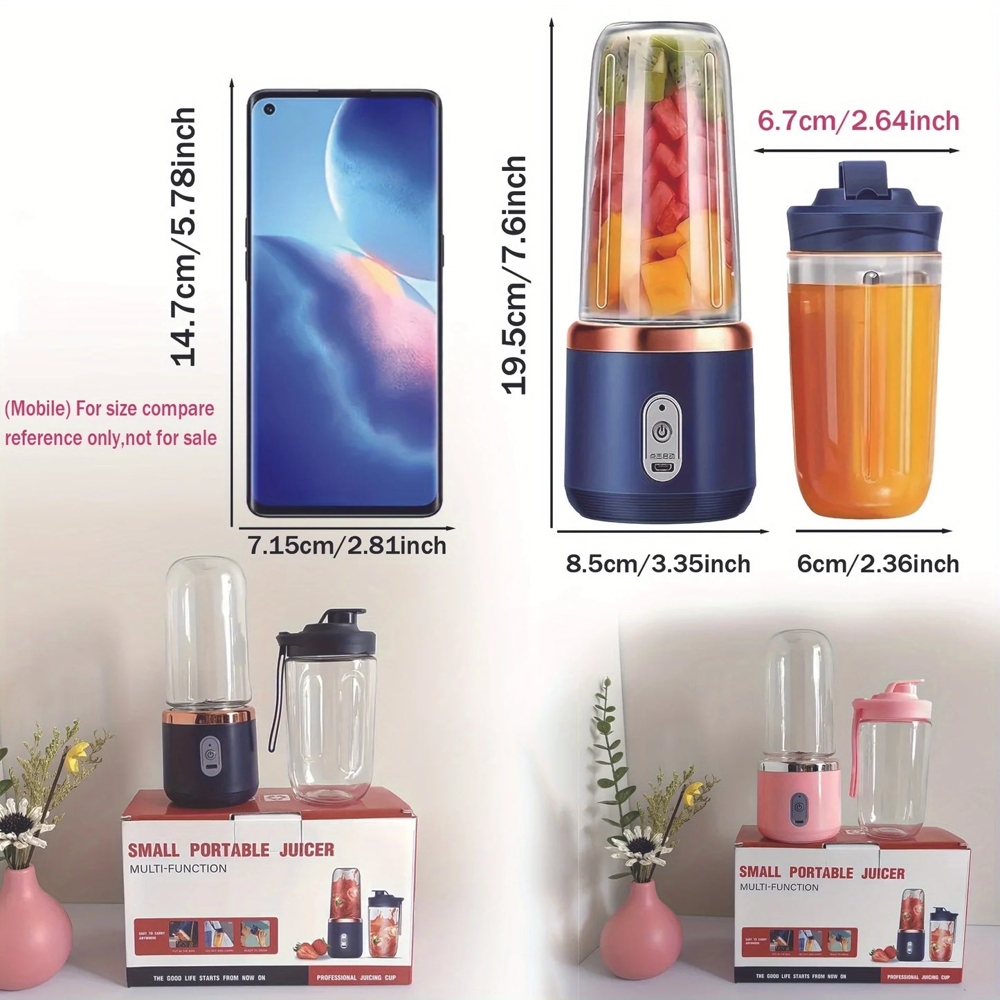 6 pengék USB hordozható facsaró készítő, gyümölcslé gyümölcslé cupautomatikus kis elektromos gyümölcsös turmixgép lce crushcup