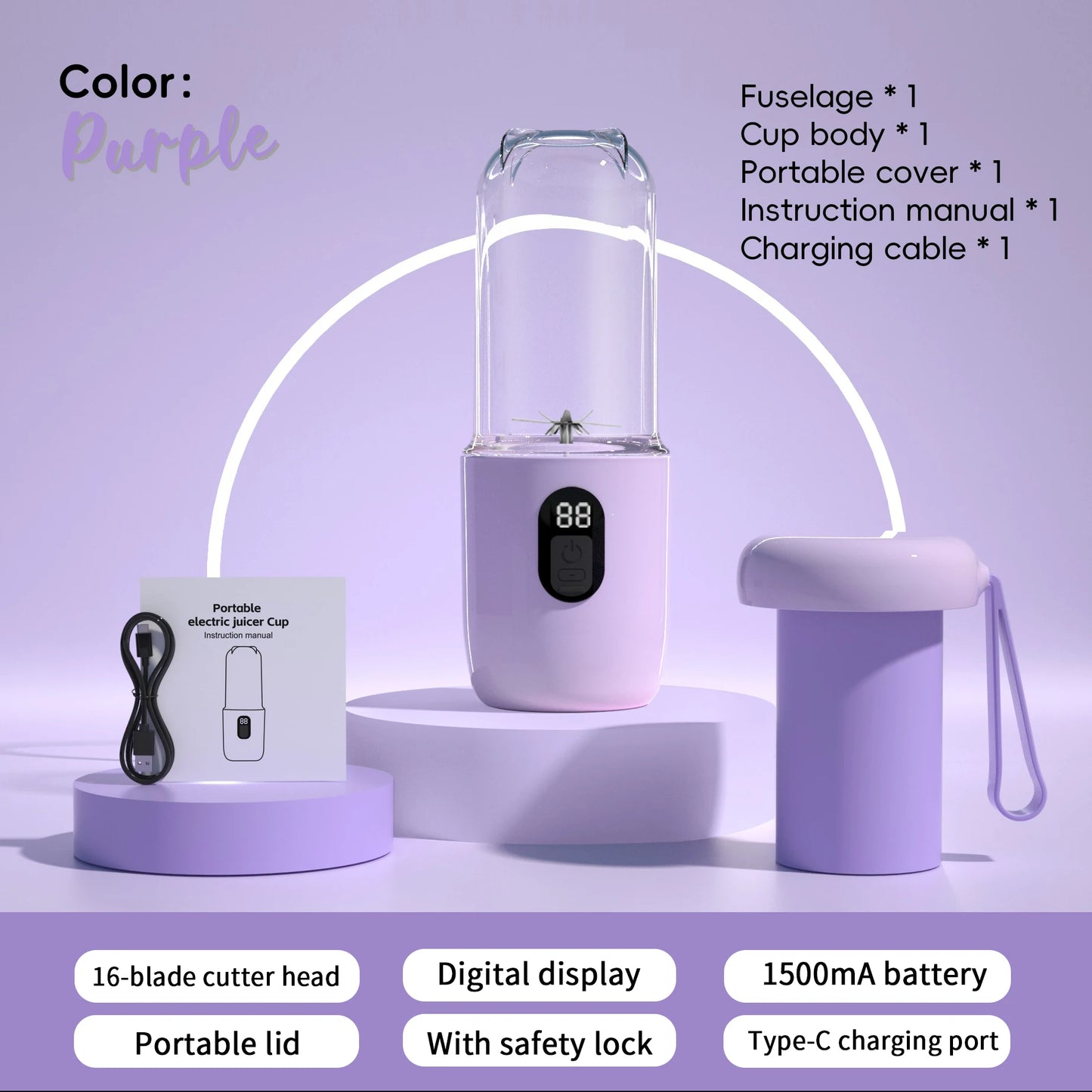 Bærbar blender USB genopladelig trådløs mini juicer mixer til smoothie ryste protein rejse sportsflaske juicer cup