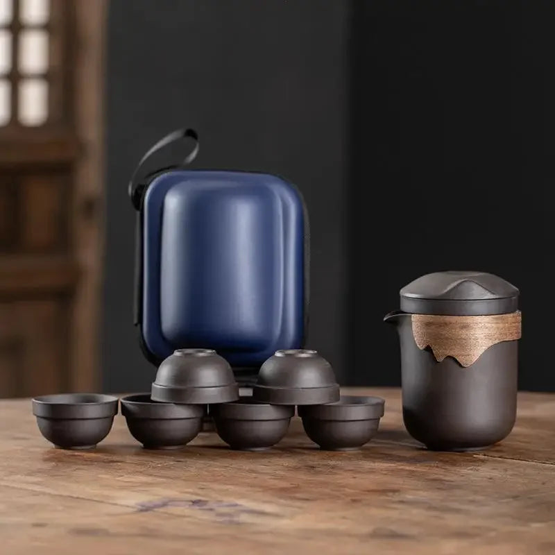 Service à thé de voyage chinois en argile violette, service à thé en sable, tasses à thé portables en plein air, infuseur à thé kung fu, Pot, meilleur cadeau
