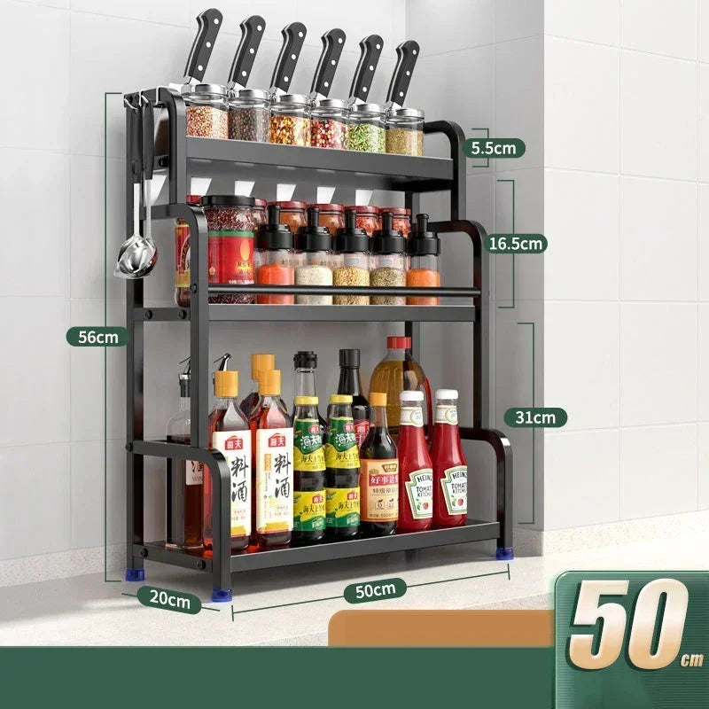 Knife Stand Door Organizer Spices Spice Racks Rack Jars Cutting Seasoning Drain Kitchen 2/3layers Condiments Storage Rack Board