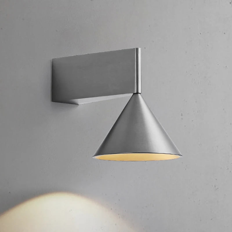 Italian Minimalist aluminum conical geometric bedside wall lamp warm wall lamp for living room dining room corridor and hallway
