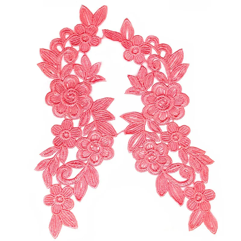 1 Pair Lace Fabric Applique Flower Wedding Fabric for Costume Dress Decor Patch Sewing Applique Crafts DIY Clothing Accessories