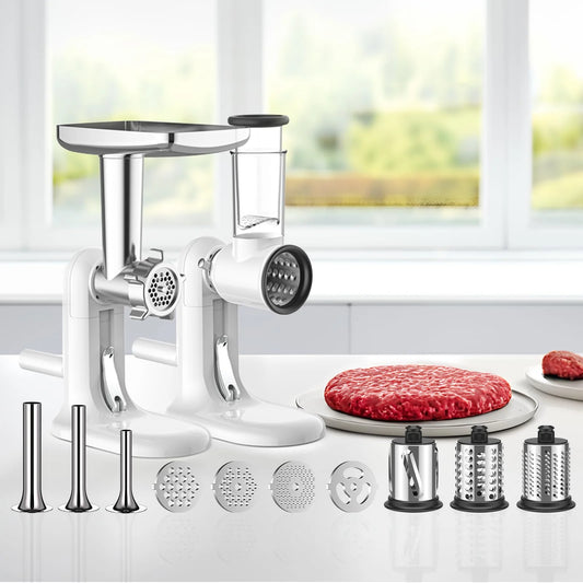 GVODE Manual Meat Grinder & Rotary Cheese Grater with Handle  with 3 Interchangeable Blades Sausage Maker with 4 Grinding Plates