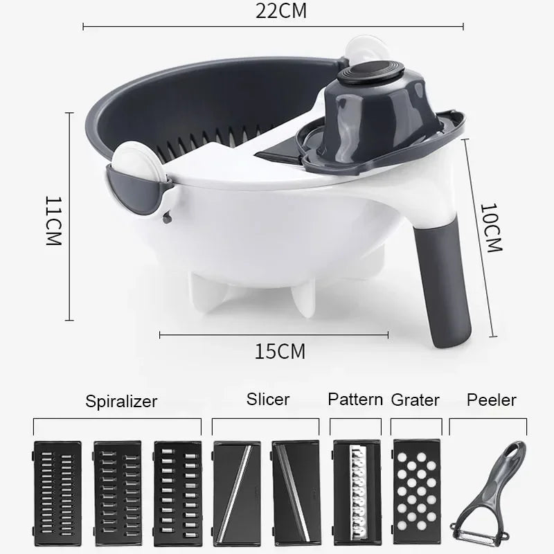 Multifunctionele 2 In 1 Groentesnijder Cutter Chopper Fruit Zeef Mand Spiralizer Rasp Voedsel Dunschiller Mandoline Shredder