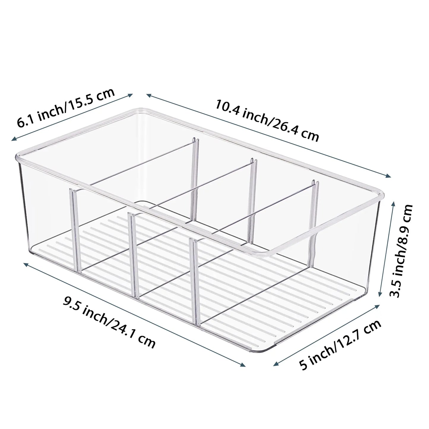 4 Compartment Food Storage Organizer Bins Clear Plastic Pantry Kitchen Fridge Cabinet Holder Packet Snacks Pouche Spice Packets