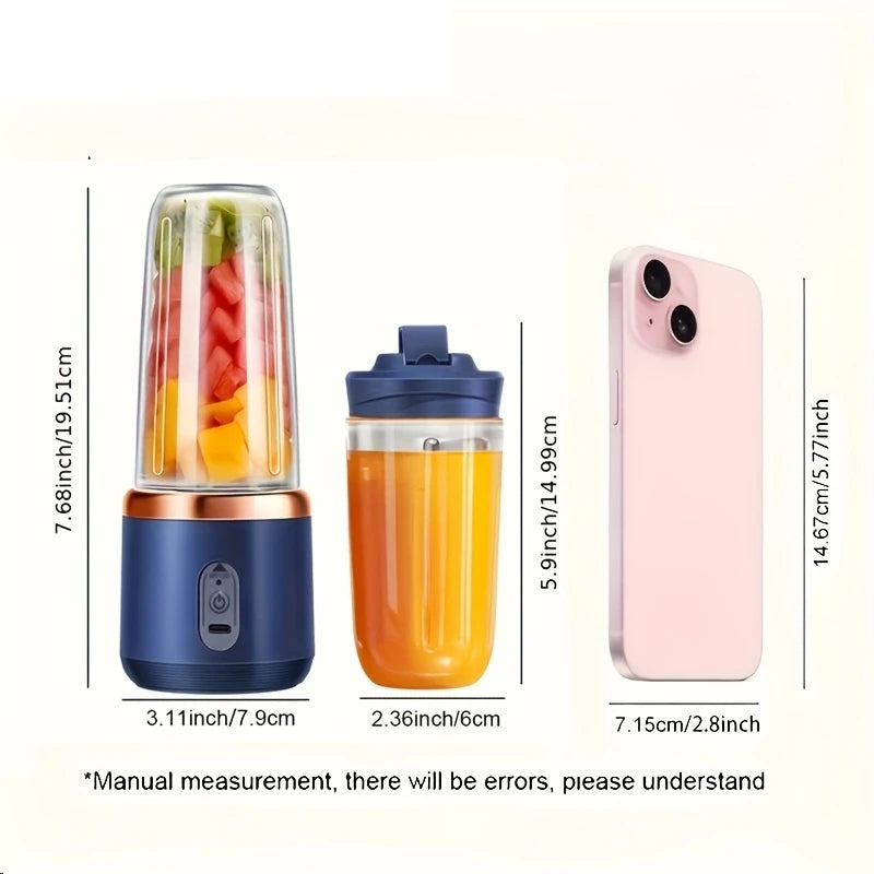 Mélangeur de jus de fruits Portable à 6 lames, Mini bouteille électrique personnelle d'été, presse-agrumes USB pour la maison, Machine à tasses pour la cuisine