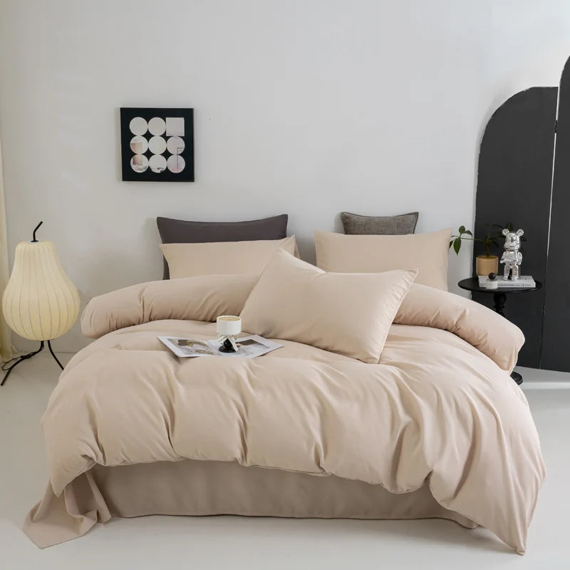 Solid Color Quilt Cover New Milled Washed Cotton Single Bed Duvet Europe US Popular Skin-friendly 220x240 Double Use Bedding