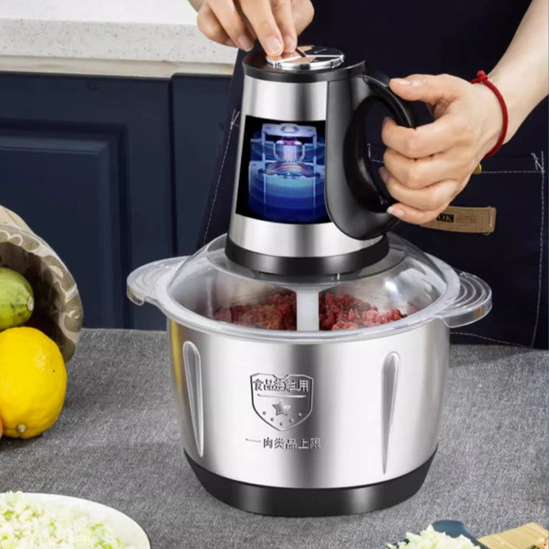 220V EU Meat grinder electric stainless steel automatic Large Capacity high-power cutting household Food Processor Chopper