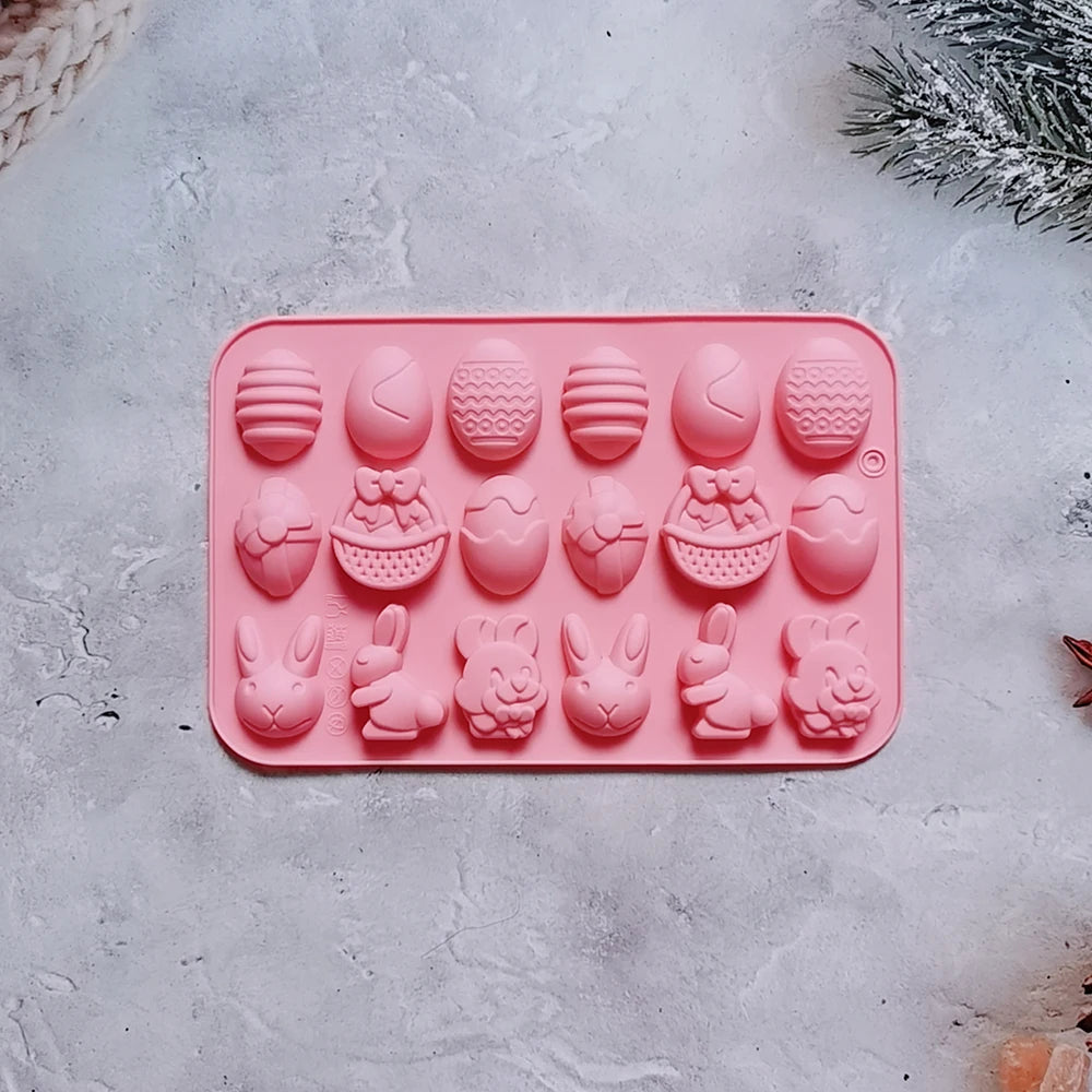 Easter Silicone Mold Cake Chocolate Cookie Baking Mould Rabbit Colored Holiday Decoration Kitchen Bakeware