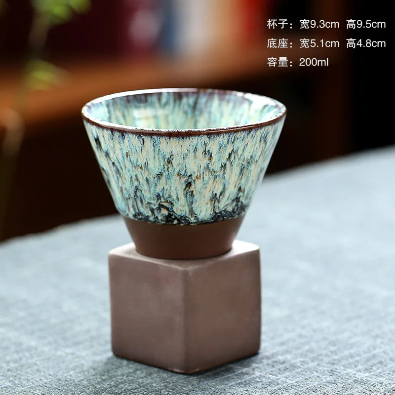 Japanese-style Ceramic Kiln Cup Home Art Decorative Ceramic Cup Creative Retro Cone Ceramic Coffee Cup Latte Porcelain Cup 200ML