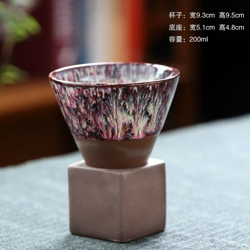 Japanese-style Ceramic Kiln Cup Home Art Decorative Ceramic Cup Creative Retro Cone Ceramic Coffee Cup Latte Porcelain Cup 200ML