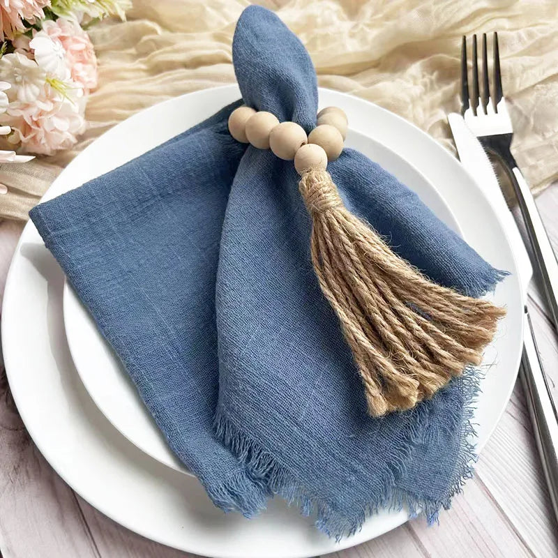 6PCS Napkins 32x32cm Cotton Cloth Gauze Retro Burr Rustic Kitchen Towel Dining Place Mat Wedding Party Linen Napkin Table Decor