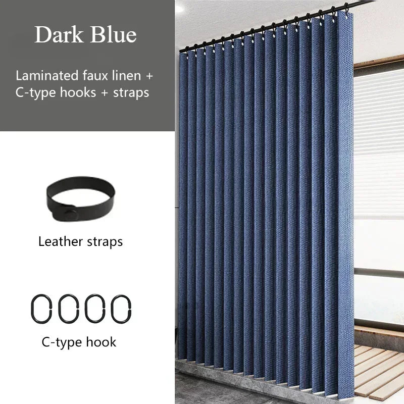 Waterproof Laminated Imitation Linen Large Ring Strong Thick Cloth Opaque Shower Curtain for Shower Curtains in Bathrooms