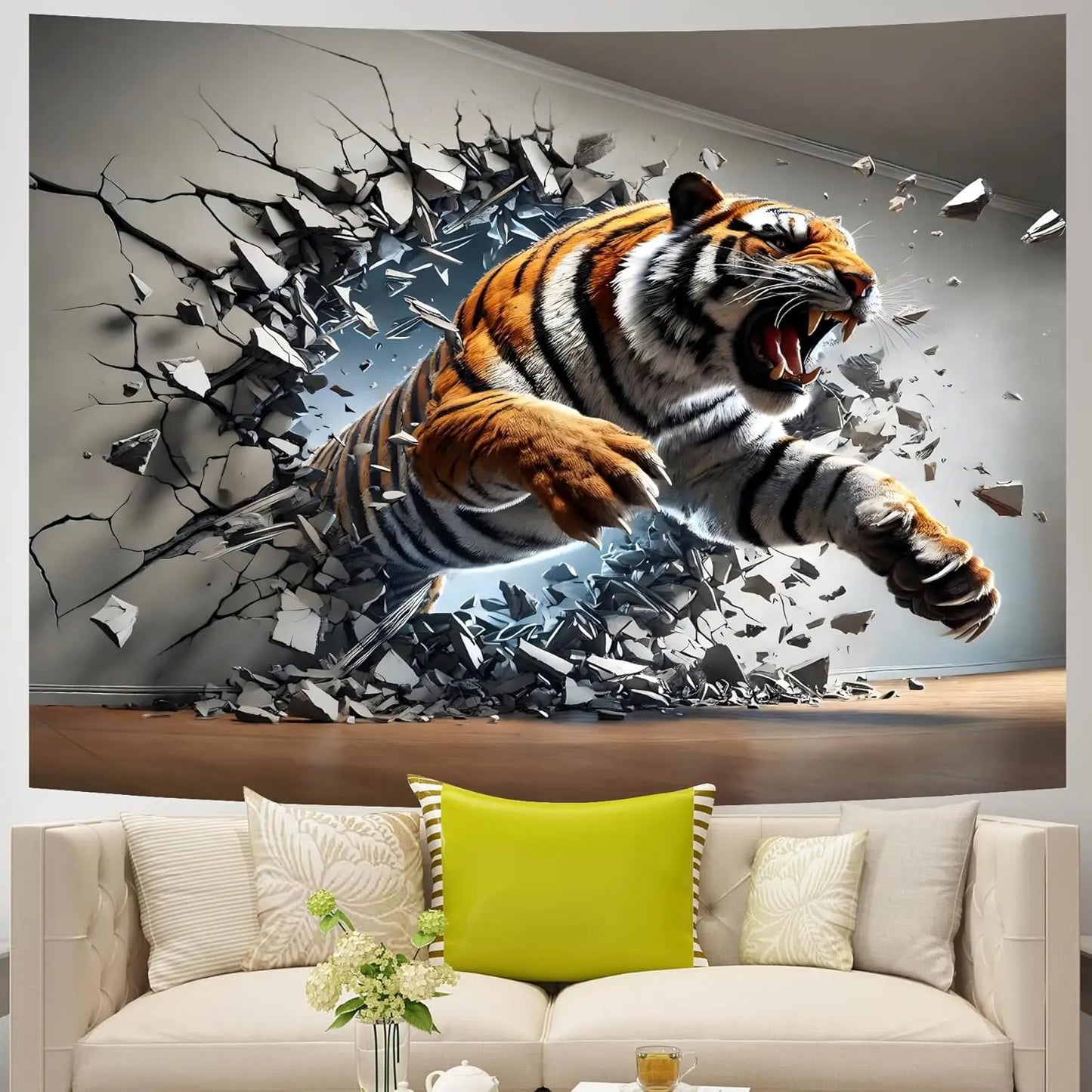3Dtapestry of puppies, lions, and animals Suitable for male bedroom,living room, dormitory home decoration, cool male decoration