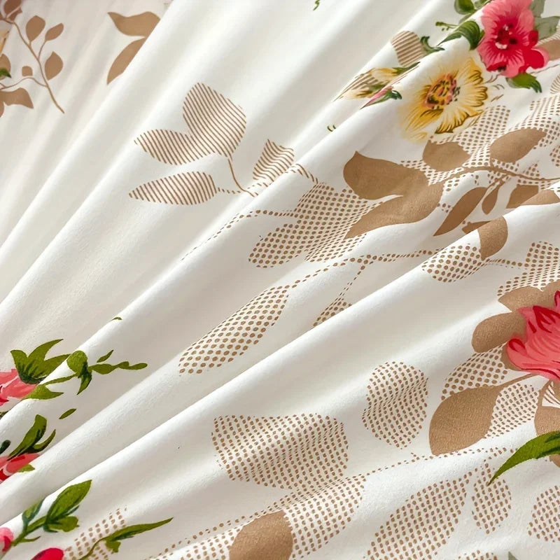 Floral Duvet Cover Set with Zipper Closure - 3 Piece Bedding Set Includes 1 Duvet Cover and 2 Pillowcases