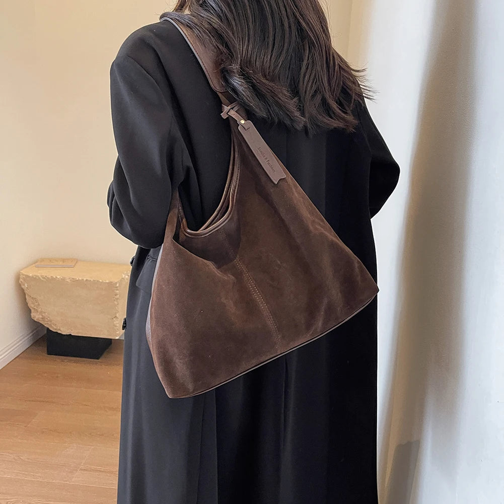 Ženske semiša hobo vreča vintage ramenska torba